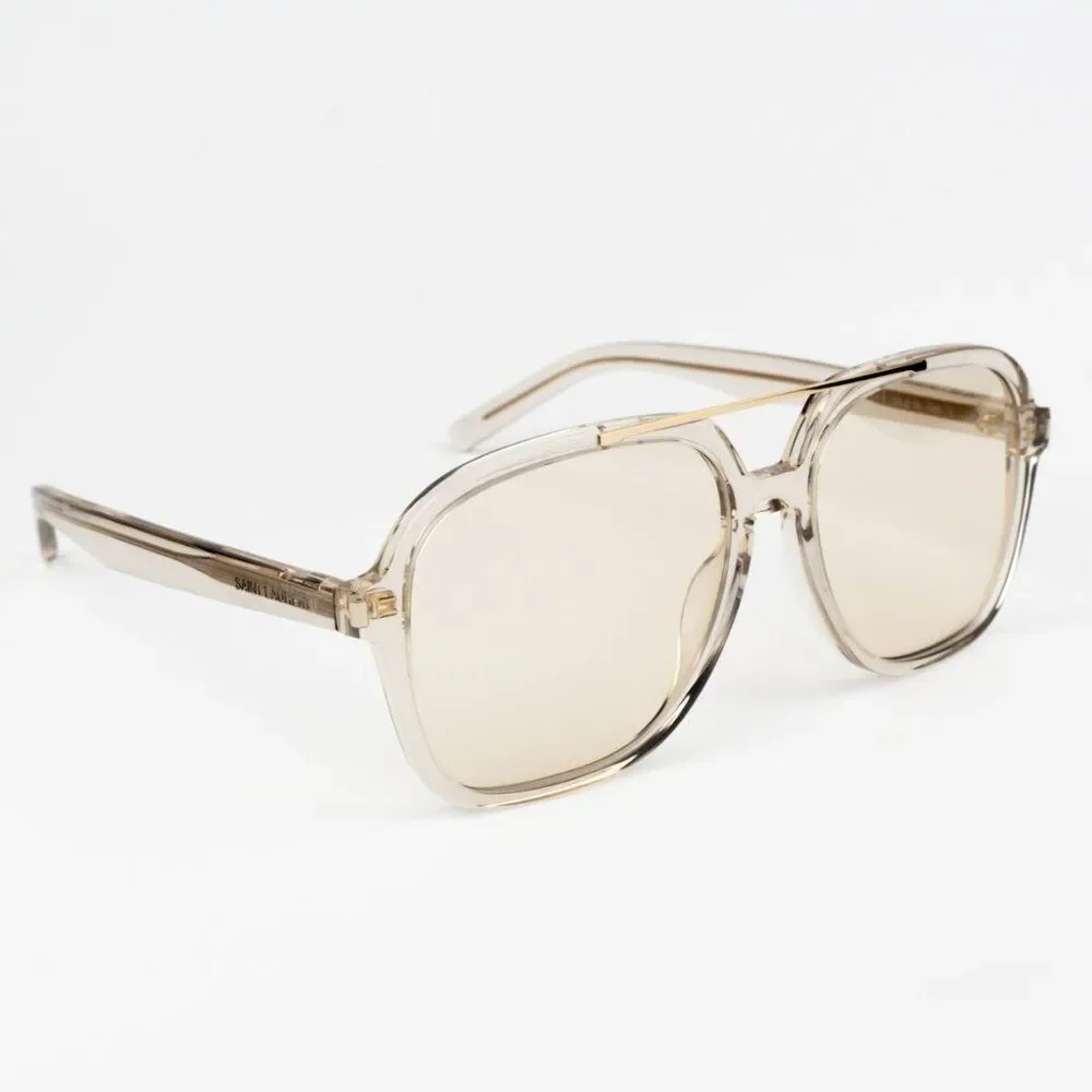 NEW Saint Laurent SL545 002 Beige Light Yellow Pilot Unisex Sunglasses
